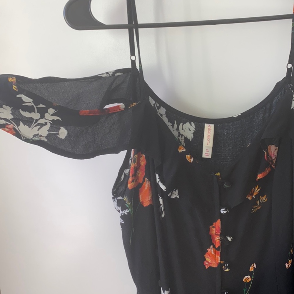 Long black floral dress